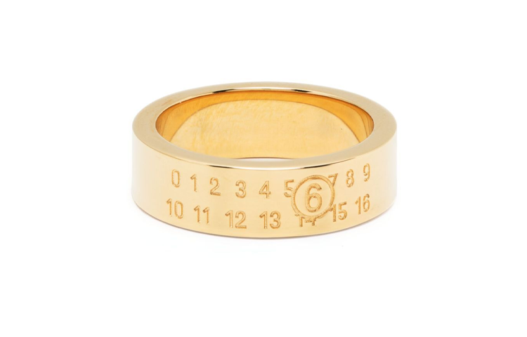 MM6 Maison Margiela Carved brass golden ring with letters, men's style