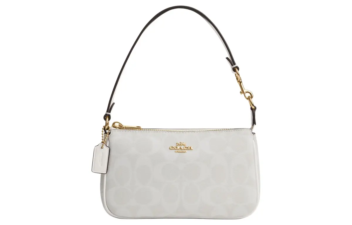 COACH Nolita Signature Coated Canvas Shoulder Bag, Pochette, Handbag, Shoulder Bag Small Women's Chalk White