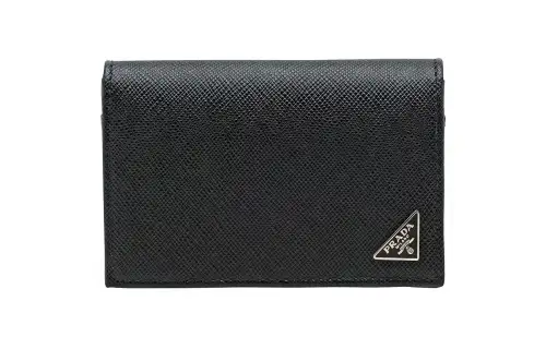 PRADA Leather Wallet, Card Holder Men's Black