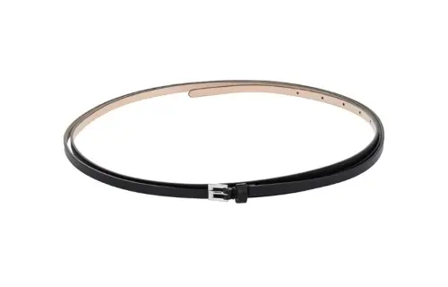 Maison Margiela Solid Color Decoration, Pin Buckle Leather Belts Women's Black Width 0.5CM