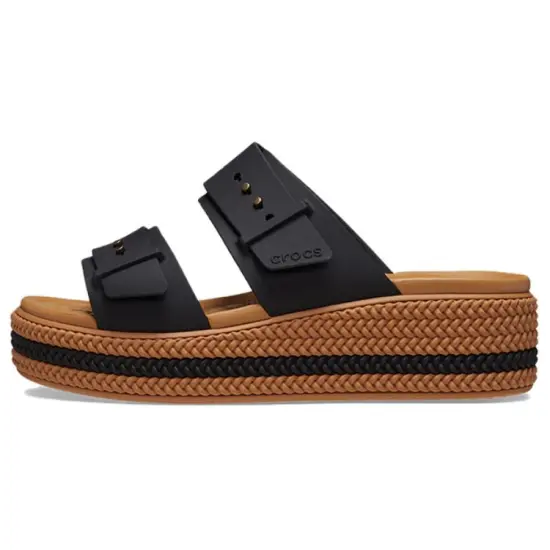 Crocs Brooklyn Woven Buckle Sandals 'Black Brown' Women's