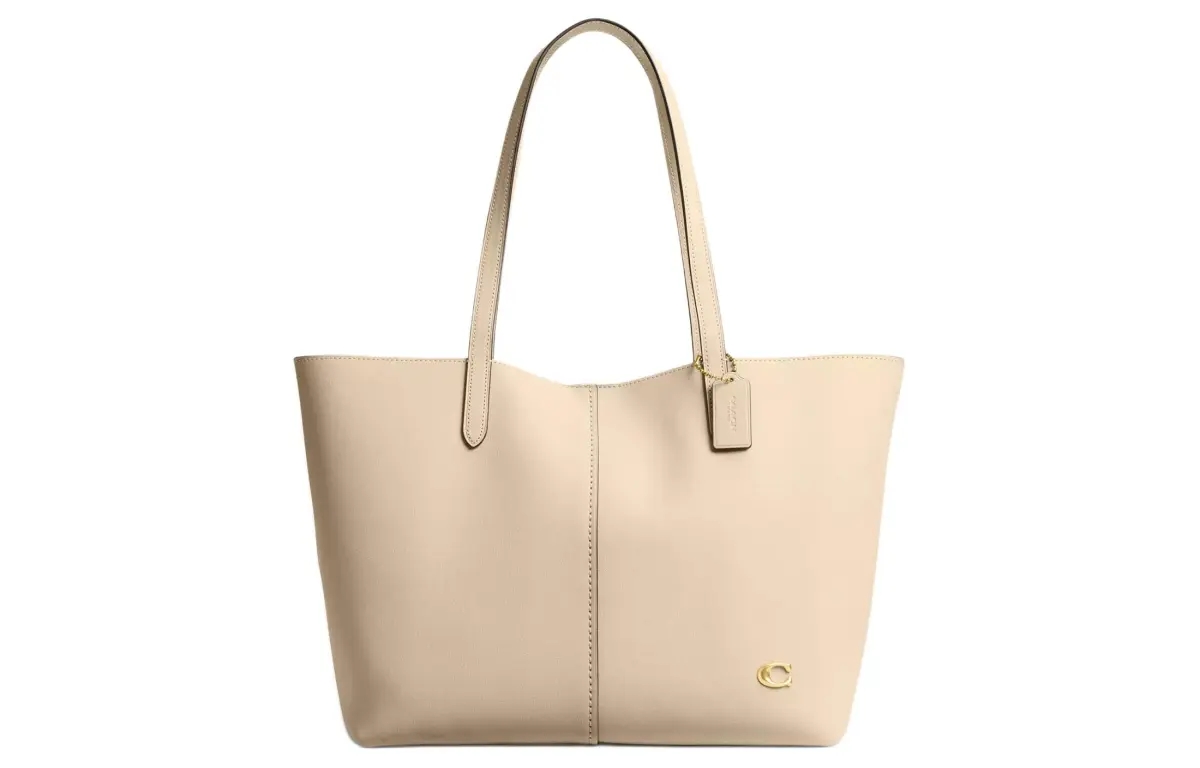 COACH Grain Leather Tote Bag, Shopping Bag, Shoulder Bag, Handbag Large Women's Brass And Ivory