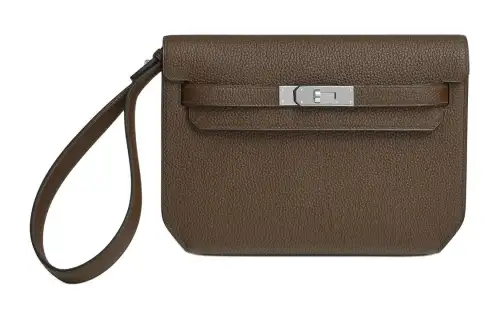 HERMES Kelly Depeches Togo Calfskin Clutch Men's 4C Ecorce Bark Color