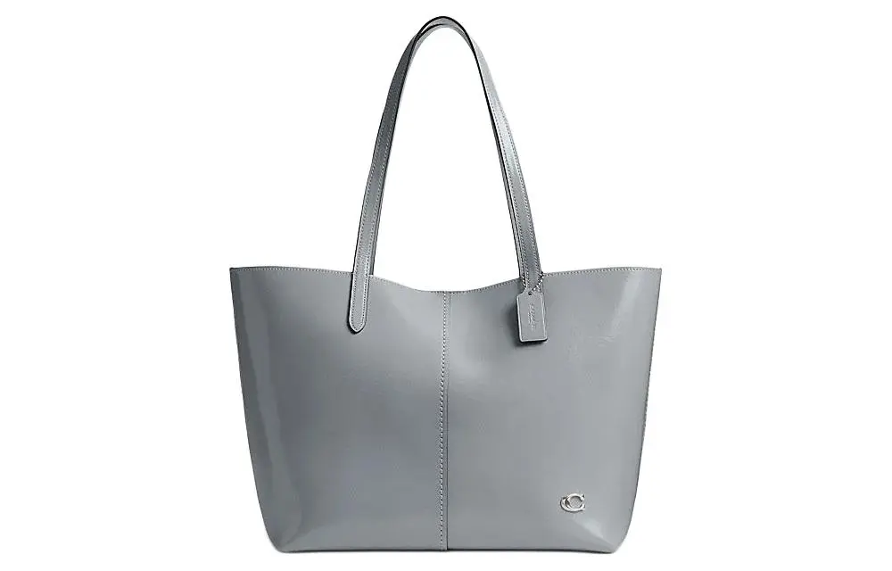 COACH Cow Leather One Shoulder Handbag Large Women's Gray Blue