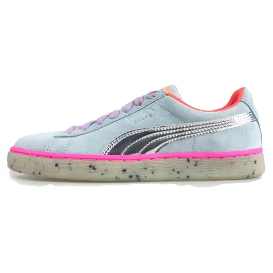 Puma Suede Skateboarding Shoes Unisex Low-top Light Blue/pink/black