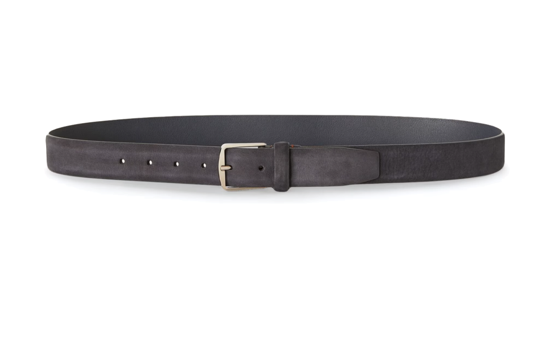 Loro Piana Solid Color Design Leather Belts Men's Gray Width 3.2CM