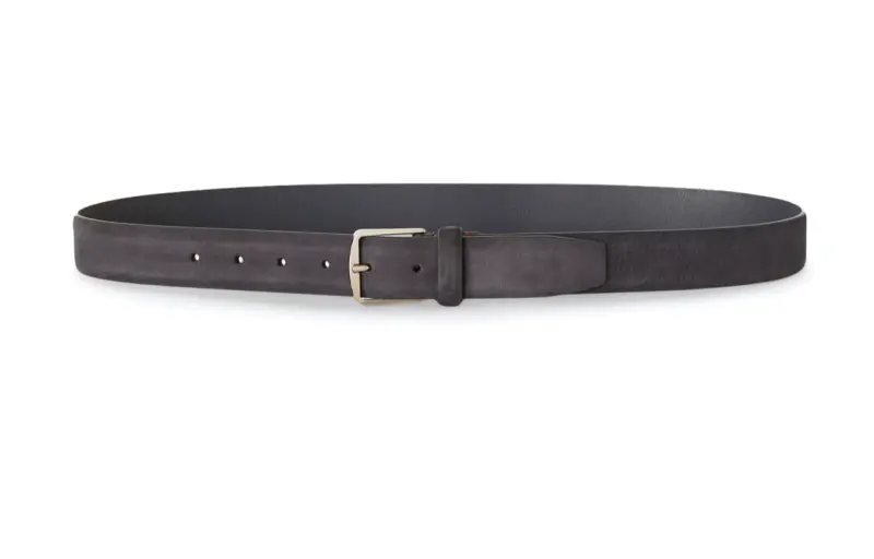 Loro Piana Solid Color Design Leather Belts Men's Gray Width 3.2CM