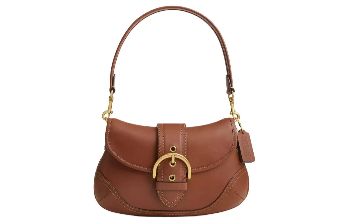 COACH Soho Recycled Leather One Shoulder Handbag Medium Women's Saddle