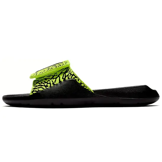 Air Jordan Hydro 7 V2 Burst Crack Black Yellow Slippers 'Black Yellow' GS