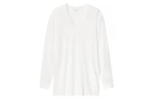 UNIQLO T Shirts Men's White V Neck Moderate Straight Fit