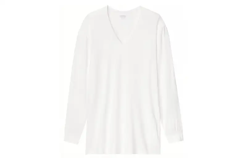UNIQLO T Shirts Men's White V Neck Moderate Straight Fit