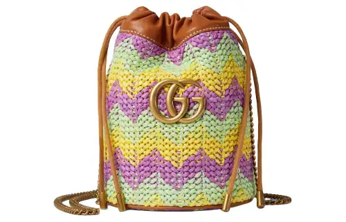 GUCCI GG Marmont Raffia Blend With Viscose Crossbody Bag, Shoulder Bag Extra Mini Women's Multicolor