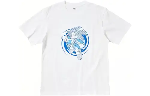 UNIQLO T Shirts Men's White Crew Neck Moderate Straight Fit