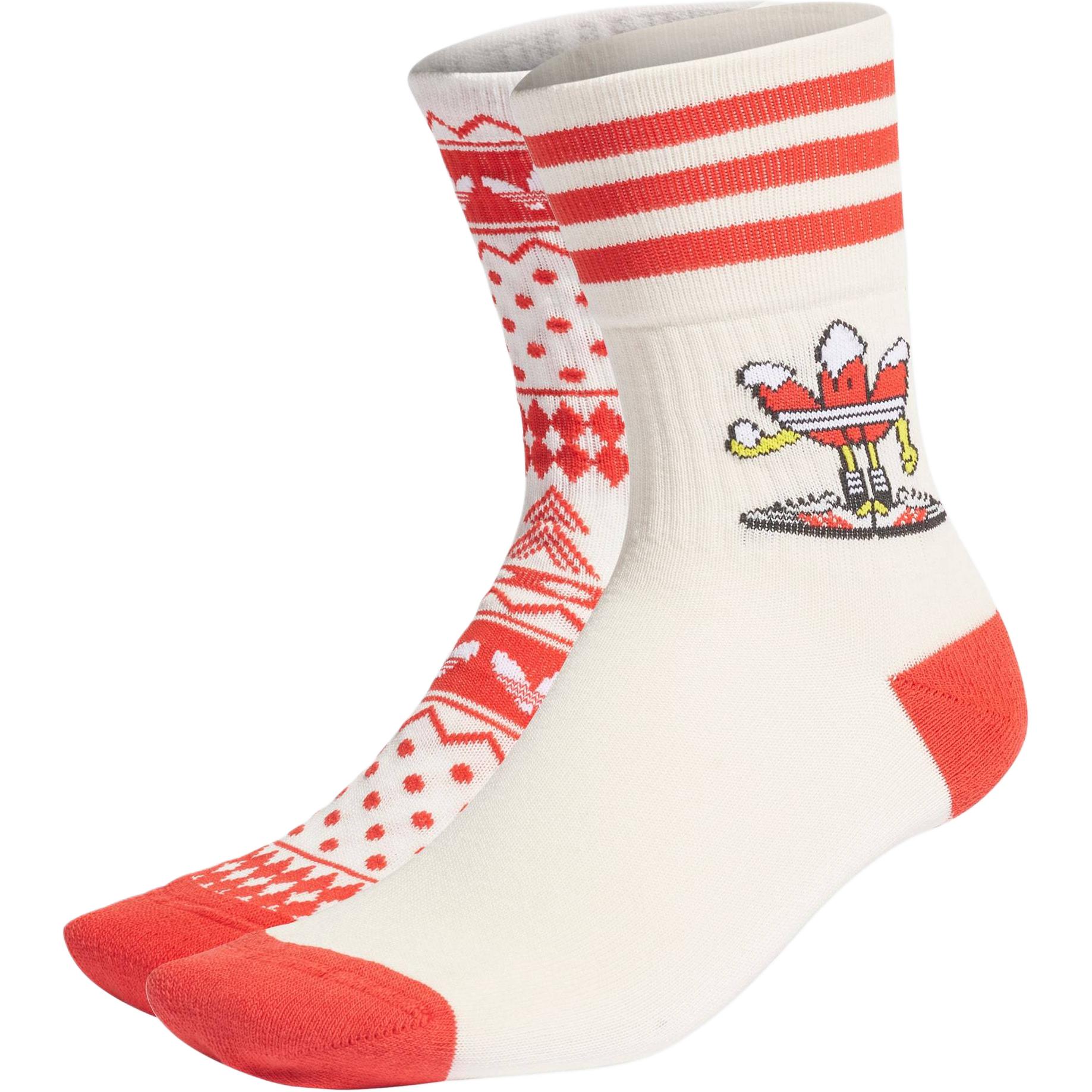 Adidas Originals CHRISTMAS Crew Socks Unisex 2 Pack Ecru/Red