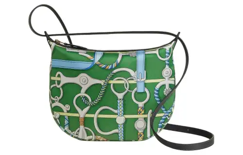 HERMES Silky Silk, Swift Calfskin One Shoulder Crossbody Makeup Bag Women's Silk Orchid Green & Sky Blue & Navy Blue