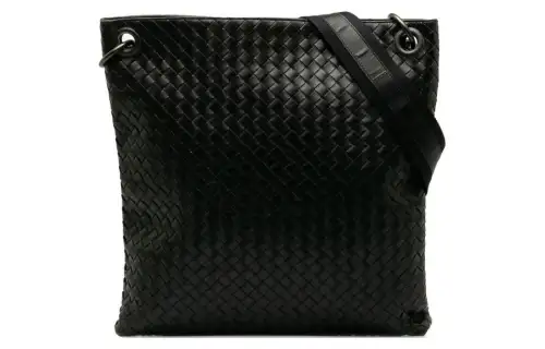 Bottega Veneta Intrecciato Fashion Trend Calfskin Shoulder Bag, Crossbody Bag Women's Black