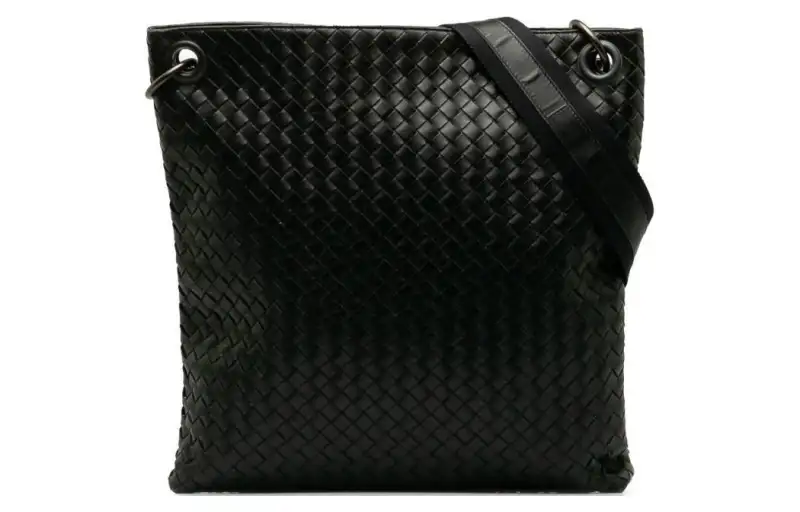 Bottega Veneta Intrecciato Fashion Trend Calfskin Shoulder Bag, Crossbody Bag Women's Black