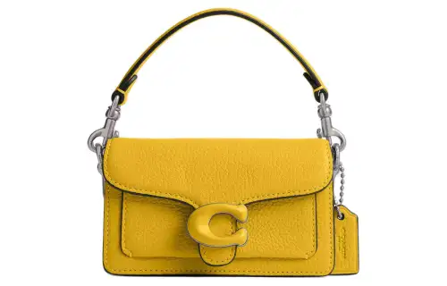 COACH Tabby Leather With Calfskin Portable Crossbody Bag, Shoulder Bag Mini Women's Canary Yellow