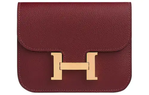 HERMES Constance Slim Gold tone Lock Evercolor Leather Wallet Fanny Pack Women's 55 Rouge H Hermes Red