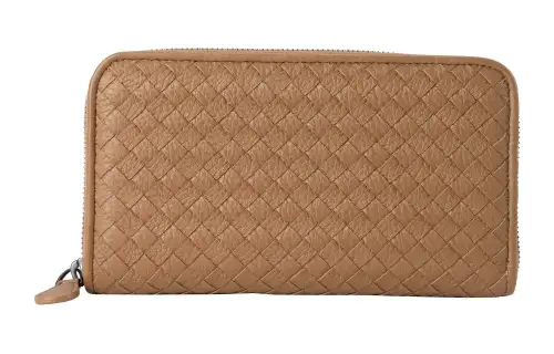 Bottega Veneta Woven Cow Leather Clutch Women's Khaki