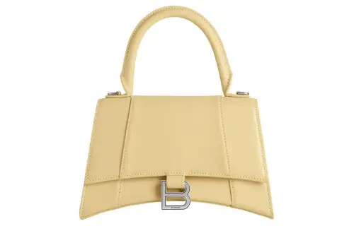 Balenciaga Hourglass Bright Calfskin Shoulder Bag, Crossbody Bag, Handbag Small Women's Light Yellow