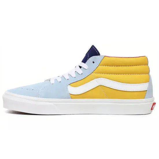 Vans SK8 Skateboarding Shoes Unisex Mid-top Blue/ Red/ And Yellow