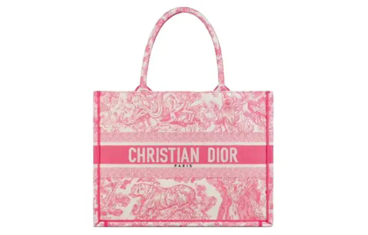 DIOR Embroidery Tote Bag, Shopping Bag, Handbag Medium Women's Pink