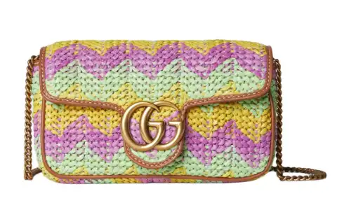 GUCCI Raffia Blend With Viscose Crossbody Bag, Shoulder Bag Extra Mini Women's Multicolor