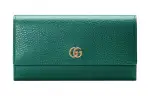 GUCCI GG Marmont Leather Wallet Women's Green