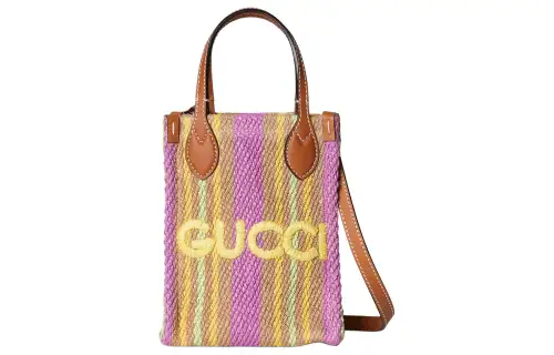 GUCCI Hemp With Leather Trim Shoulder Bag, Crossbody Bag, Handbag Extra Mini Women's Multicolor