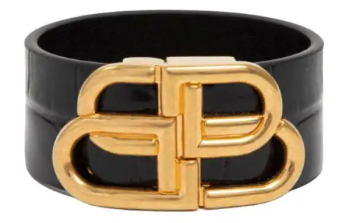 Balenciaga Print Decoration Design Leather Belts Women's Black 