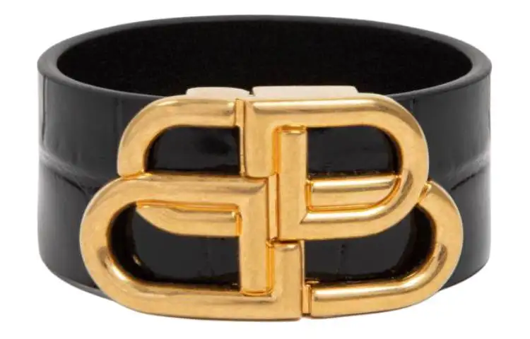 Balenciaga Print Decoration Design Leather Belts Women's Black