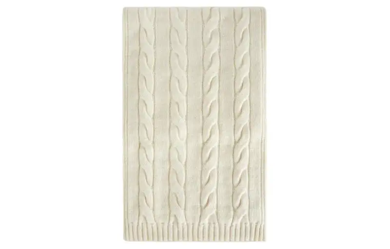 Loro Piana Cashmere Knit Scarves Unisex Ecru