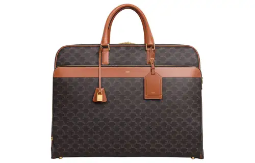 CELINE Triomphe Cow Leather Clothing Hanging Pocket Handbag Unisex Tawny
