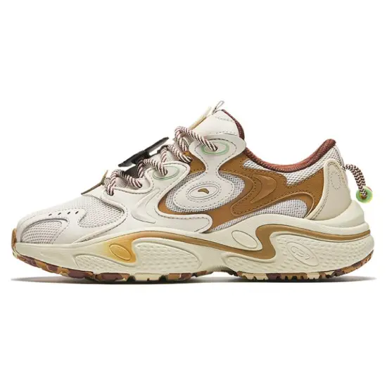 Pop Mart X ANTA Stars Chunky Sneakers Women's Low-Top Gray Brown Yellow
