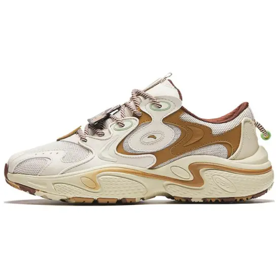 Pop Mart X ANTA Stars Chunky Sneakers Men Low-Top Gray Brown Yellow