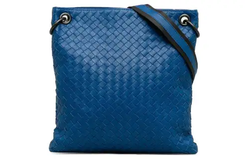 Bottega Veneta Cow Leather Shoulder Bag, Crossbody Bag Unisex Blue