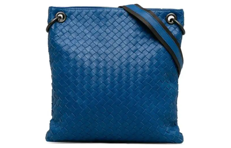 Bottega Veneta Cow Leather Shoulder Bag, Crossbody Bag Unisex Blue