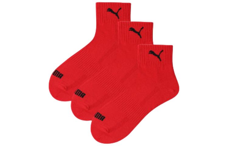 PUMA Crew Socks Unisex 3 Pack Red