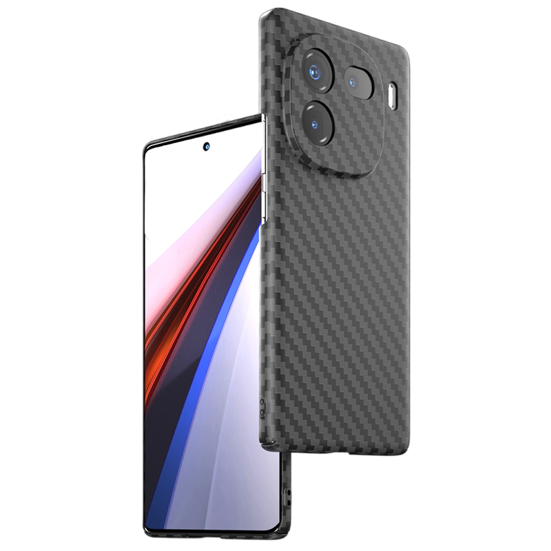 Baoguang PC material, simple and personalized lens, all-inclusive carbon fiber pattern, skin-friendly, delicate, anti-fall, anti-fingerprint, mobile phone case, suitable for vivo iQOO12 Pro/11/12/ iQOO11 Pro, business style minimalist style