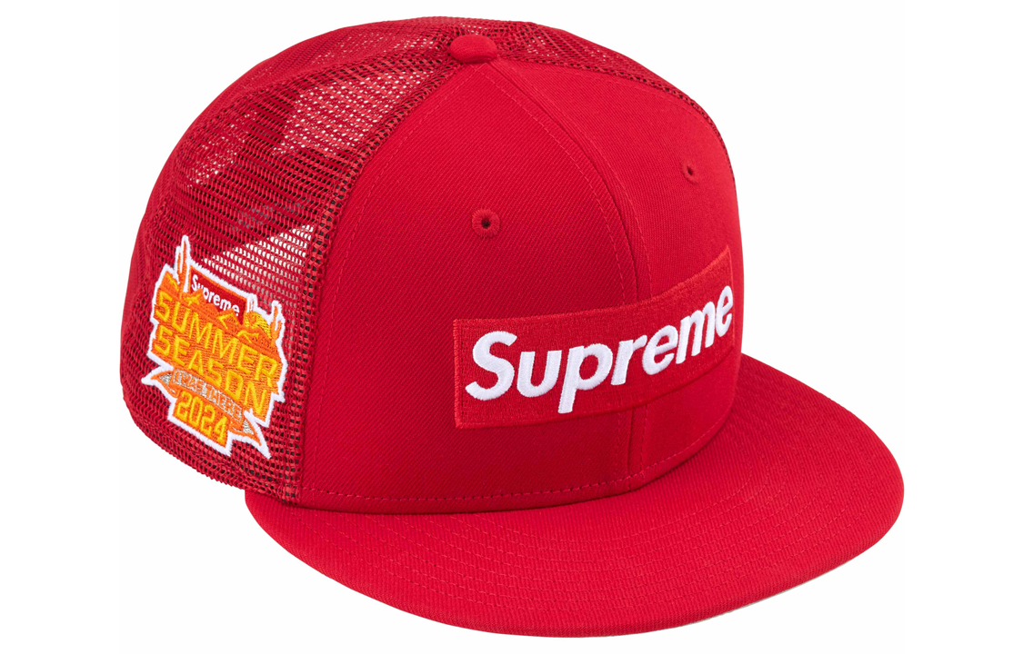 Кепка Supreme x New Era SS24 WEEK 8 Box Logo Mesh Back (красная)