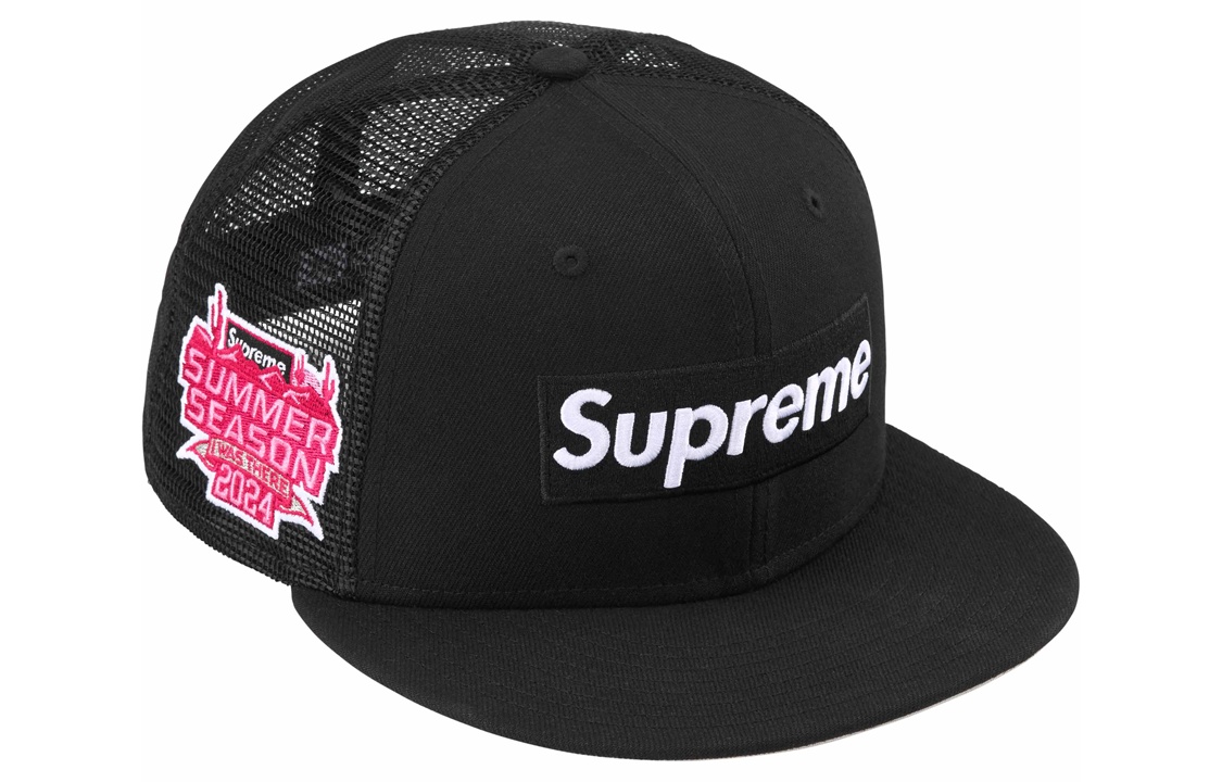 Кепка Supreme x New Era SS24 WEEK 8 BOX LOGO MESH BACK (черная)