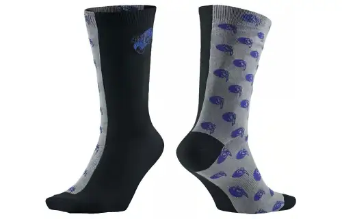 Jordan Colorblock graphic pattern long embroidered basketball socks for men, 1 pair, black and gray