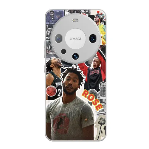 Small bone leather material NBA star Rose's creative leather pattern personalized high-end mobile phone case suitable for HUAWEI/Huawei MATE60/50/40/P60/P50/P40/NOVA11/10/Honor 100/90PRO Chaoku
