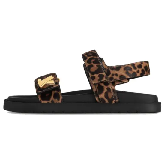 LOUIS VUITTON Sunset Painted Series Beach Sandals Women's Black Brown