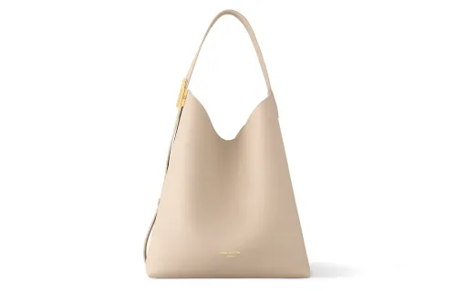 LOUIS VUITTON Leather Tote Handbag, Shoulder Bag Medium Women's Gray