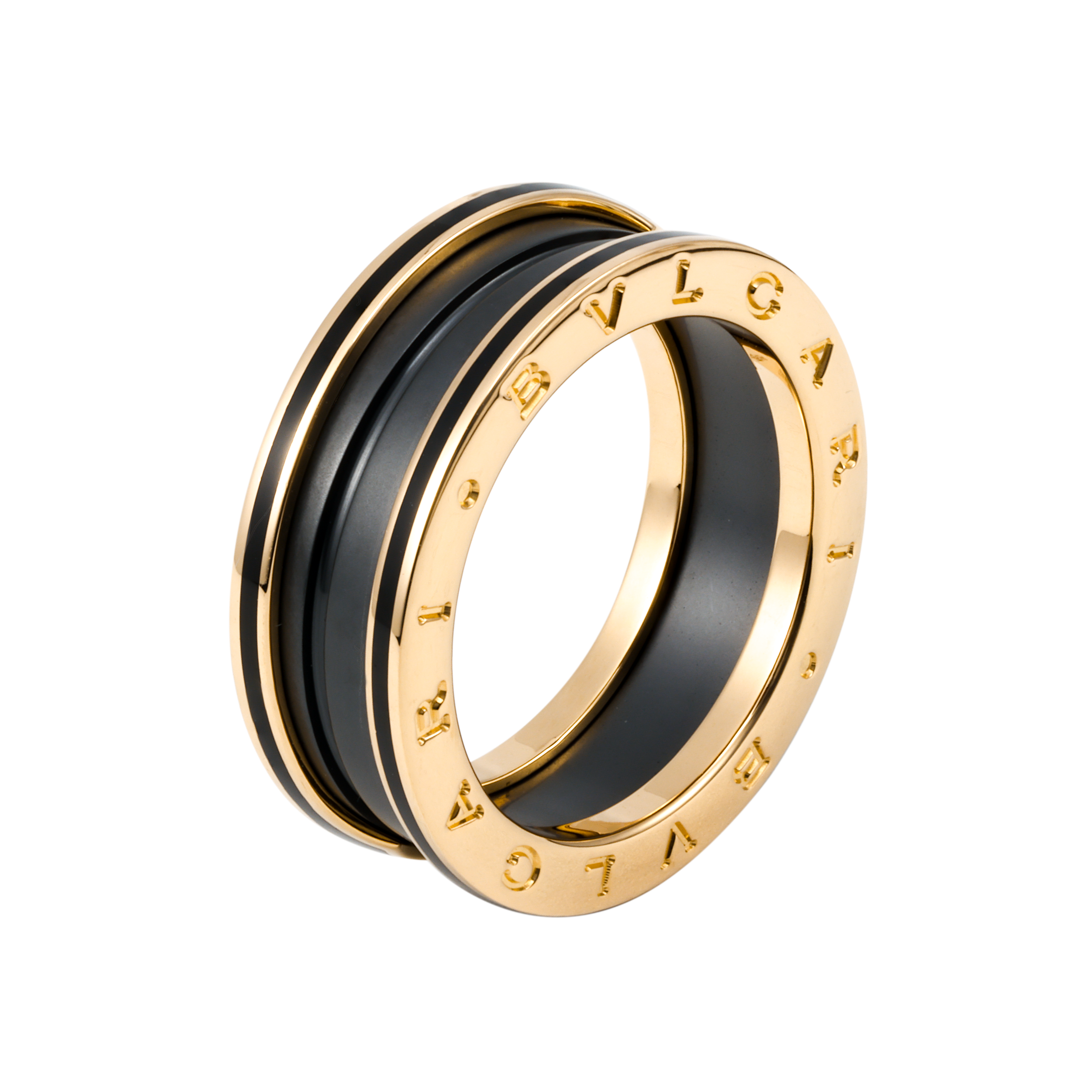 BVLGARI Bulgari B.ZERO1 series narrow version spring design with black ceramic ring same style for men and women