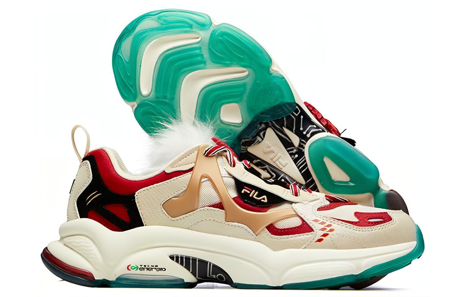 Мужские кроссовки Fila FUSION RJV (бежево-белые с темно-красным) — Бежевыйбелый / тёмно-красный — фото 6