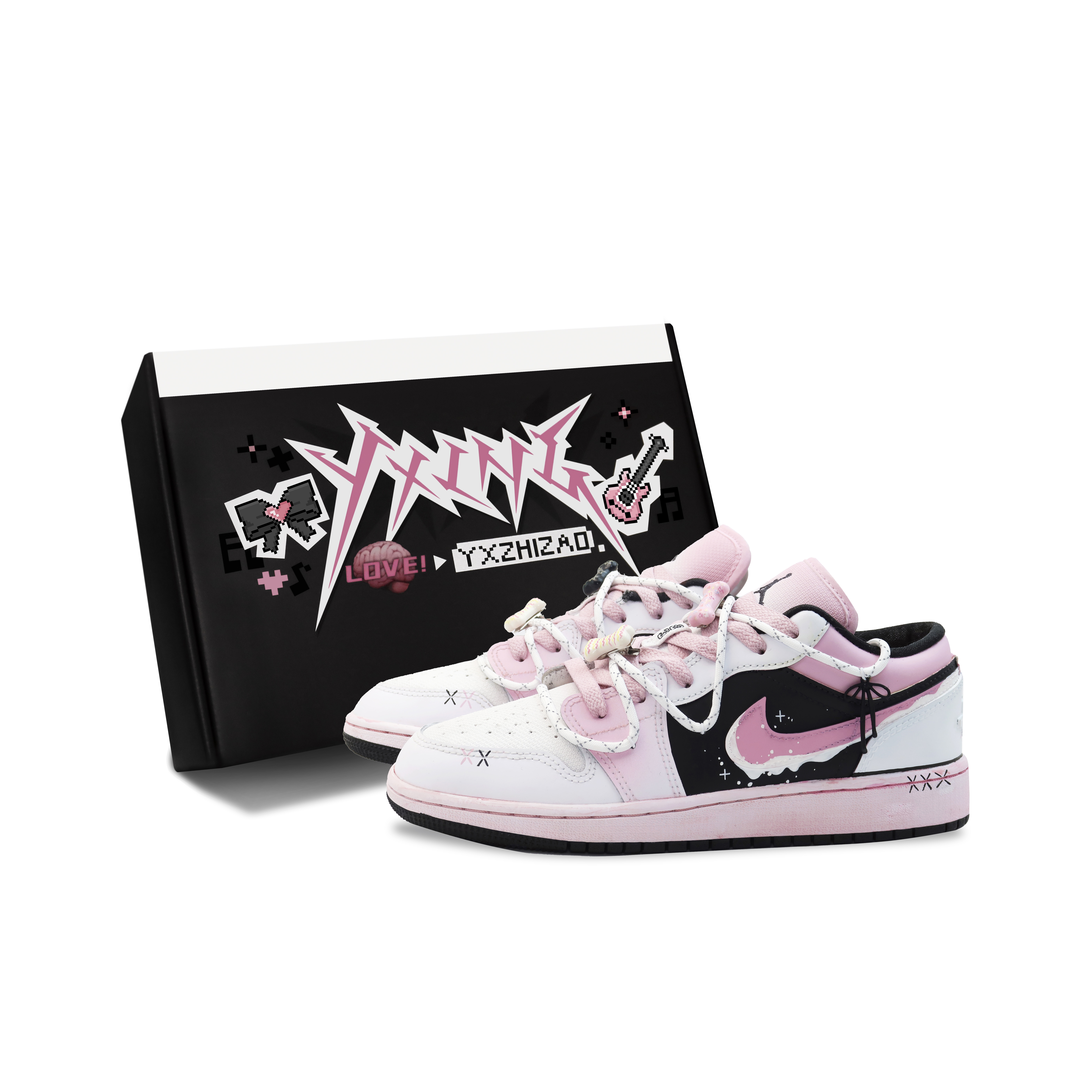 [Кроссовки по индивидуальному заказу] Jordan Air Jordan 1 Made by Star Maid Bacchus Cake Y2K Sweetheart Girl высокая Специальная коробка для обуви Atmосфера с низким верхом винтаж Баскетбол женский розовый белый