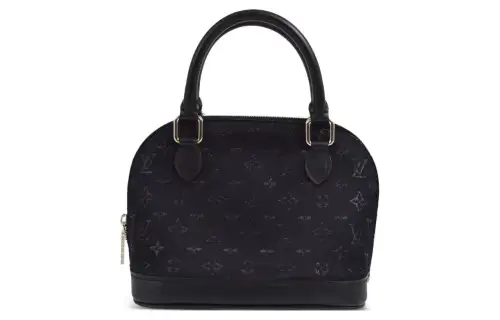 LOUIS VUITTON Satin Handbag Unisex Black